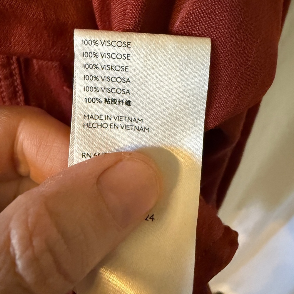 Anthropologie Pilcro Deep Red/Rust satin Blouse with Pockets - Picture 7 of 11